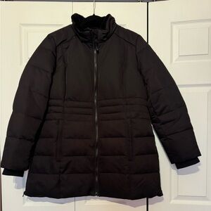 Arctic Expedition Men’s L black warm winter long down puffer parka no hood